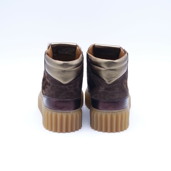 NEW Women's VOILE BLANCHE Eva Hike Boots Rame/Dark Brown/Leopard Fur - Picture 5 of 8